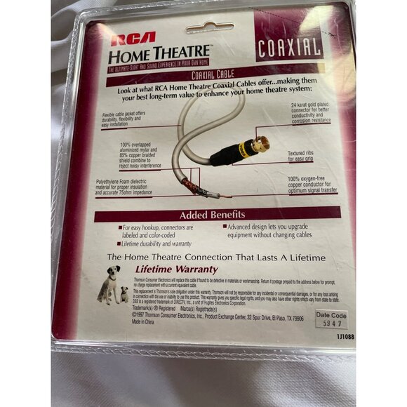 RCA 12 Ft Coaxial Cable With 24K Gold Plated F Connectors For Home Theatre & Dig - Picture 6 of 6